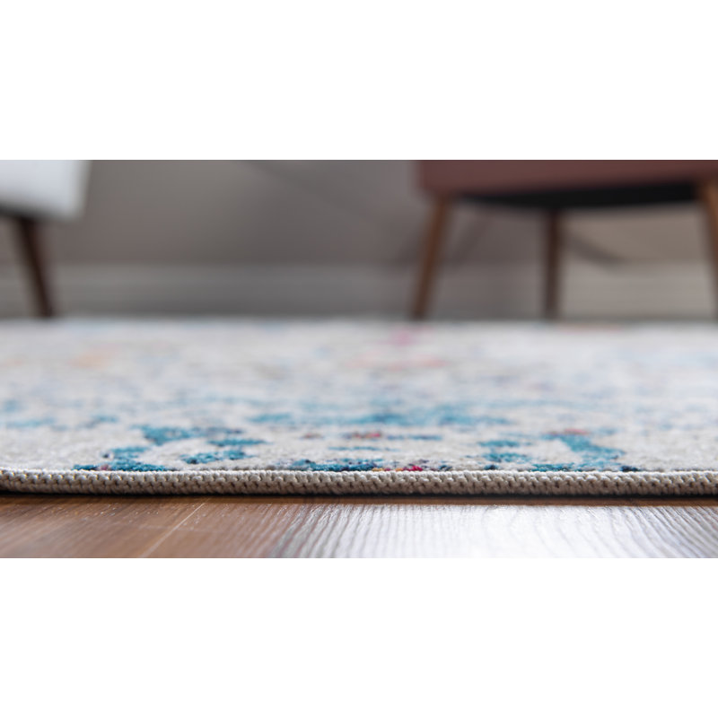 Langley Street Anatoli Performance Blue/Gray/Pink Rug Wayfair
